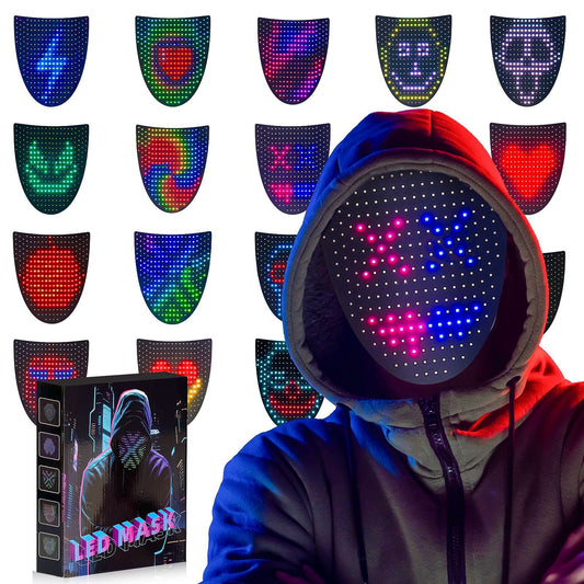 NESLEMY™ Led Mask with Gesture Sensing,Unisex LED Lighted Face Transforming Mask for Costume Cosplay Party Masquerade